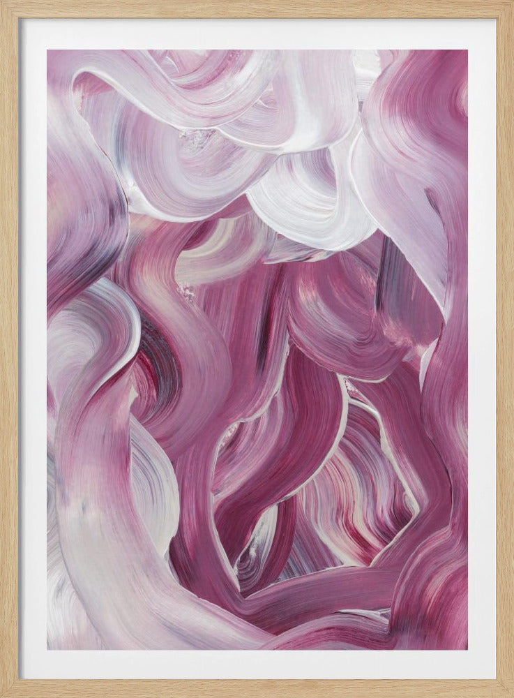 Expressieve roze en witte penseelstreken | Poster