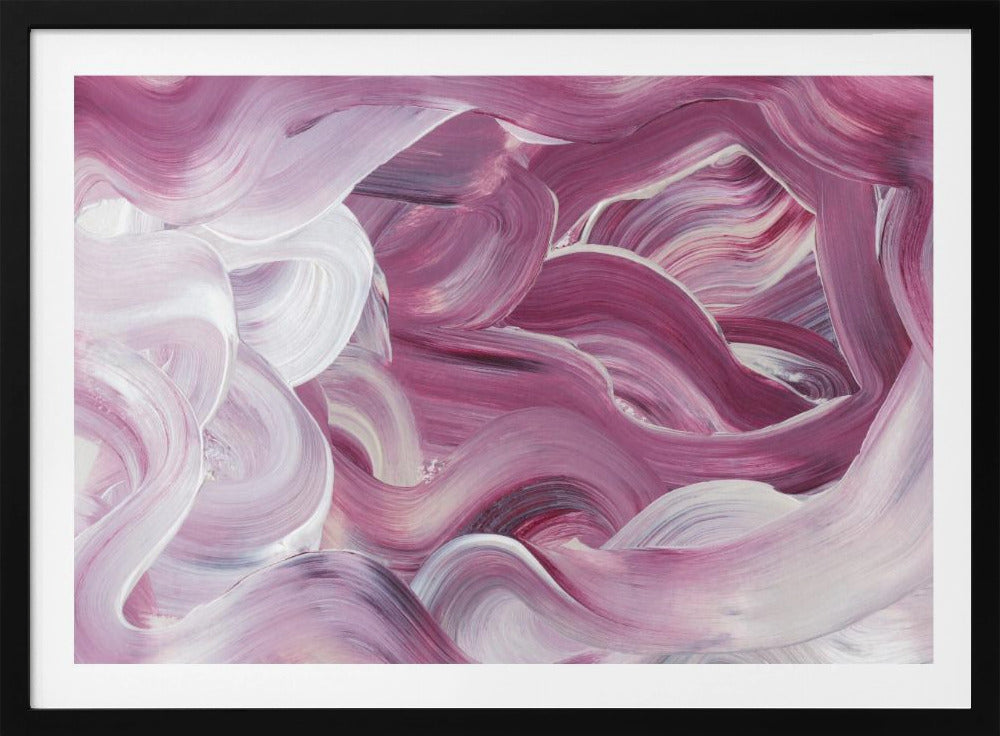 Expressieve roze en witte penseelstreken | Poster