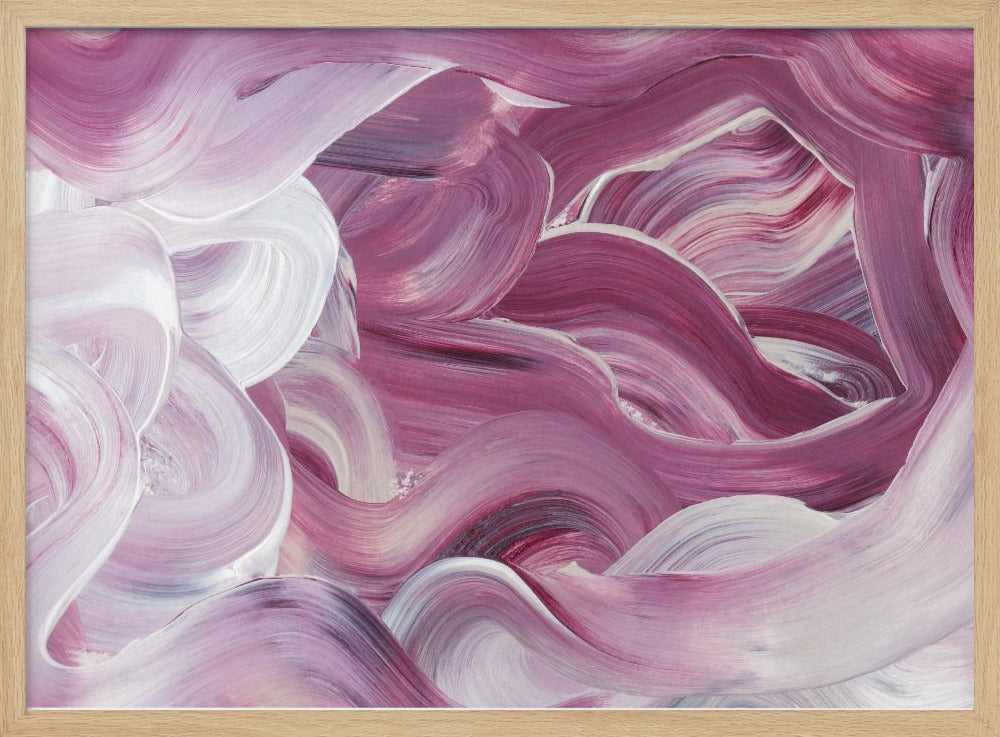 Expressieve roze en witte penseelstreken | Poster