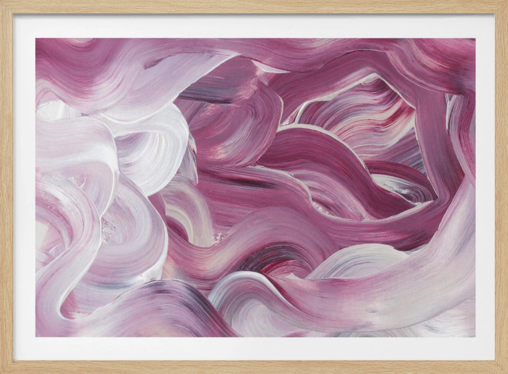 Expressieve roze en witte penseelstreken | Poster