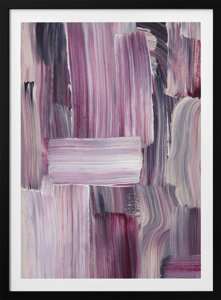 Gedurfde penseelstreken in tinten violet en roze | Poster