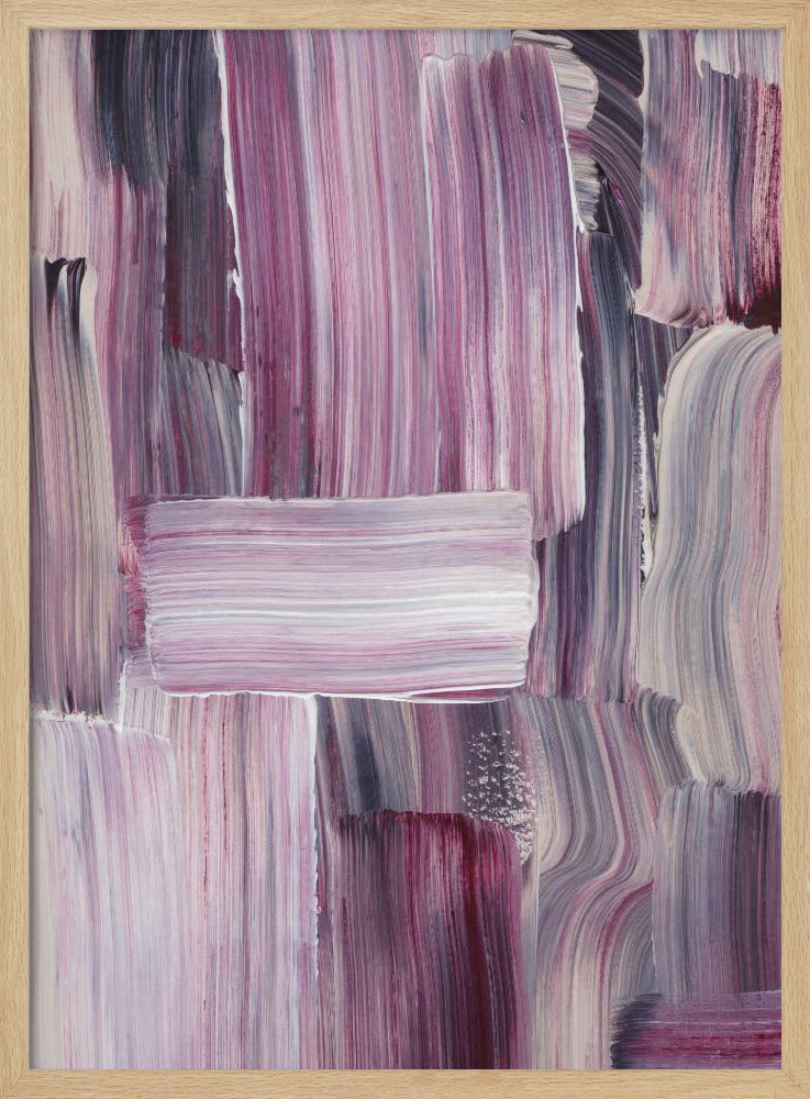 Gedurfde penseelstreken in tinten violet en roze | Poster