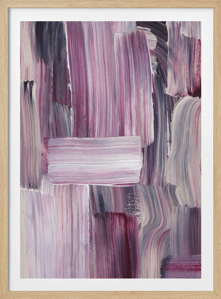 Gedurfde penseelstreken in tinten violet en roze | Poster