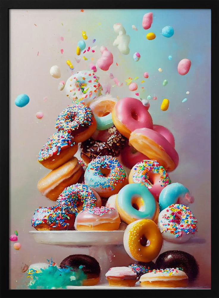 Kleurrijke donutcascade | Poster