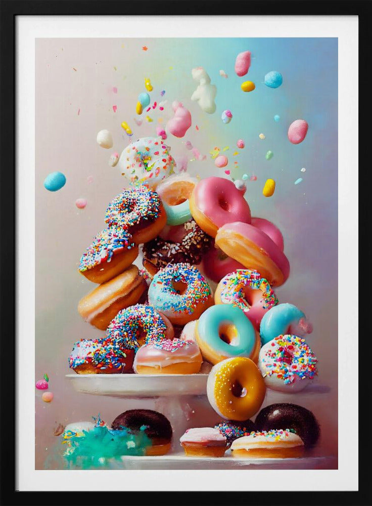 Kleurrijke donutcascade | Poster
