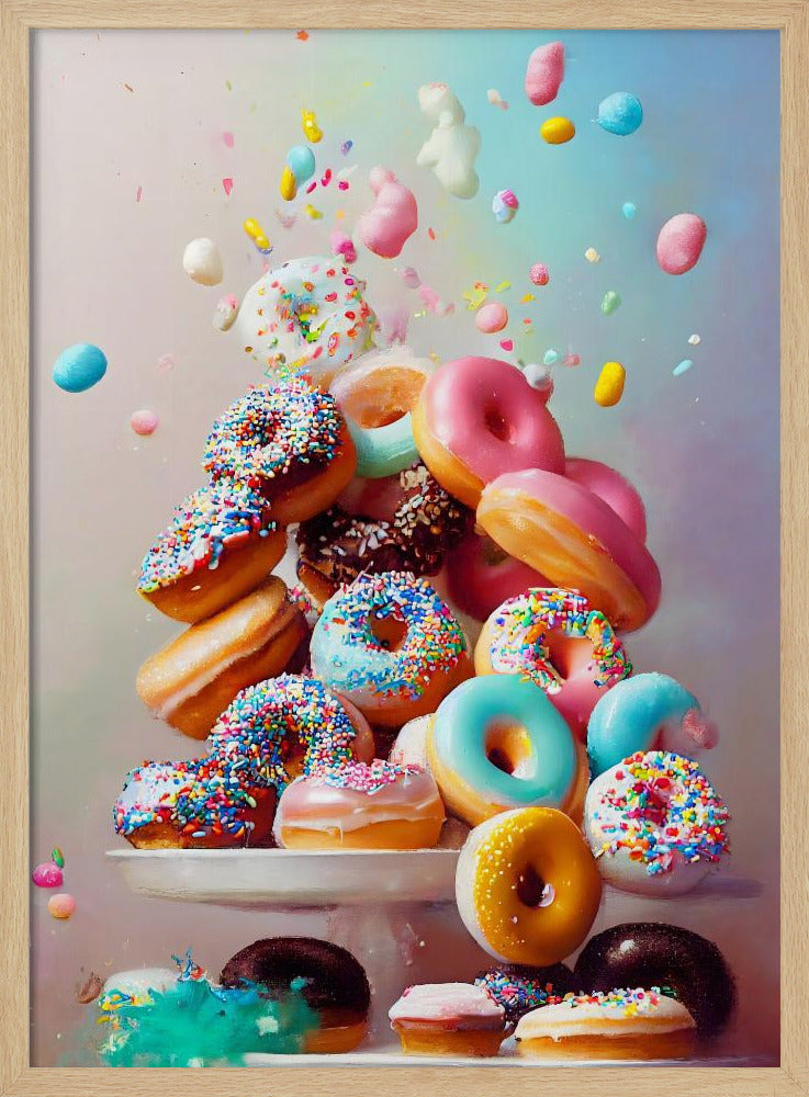 Kleurrijke donutcascade | Poster