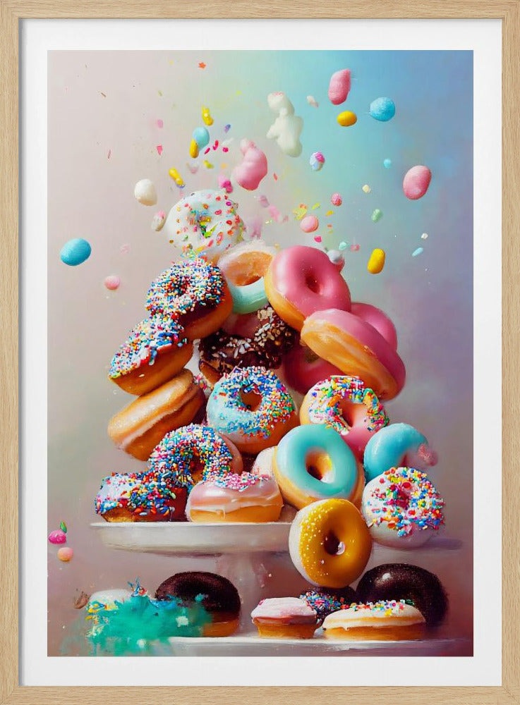 Kleurrijke donutcascade | Poster