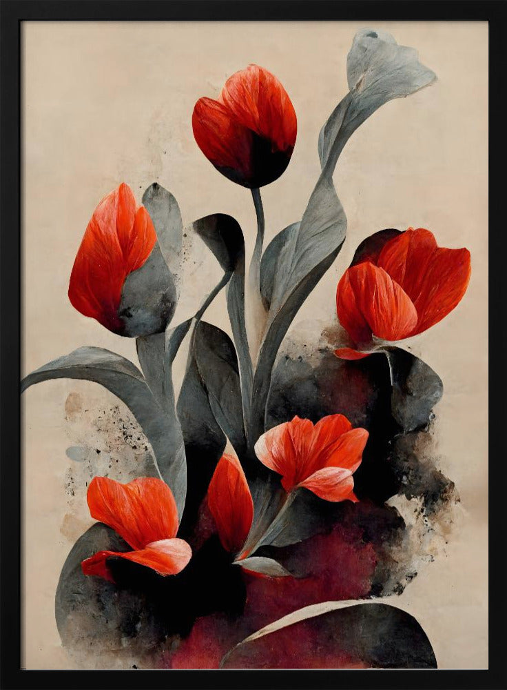 Karmozijnrode bloesems | Poster