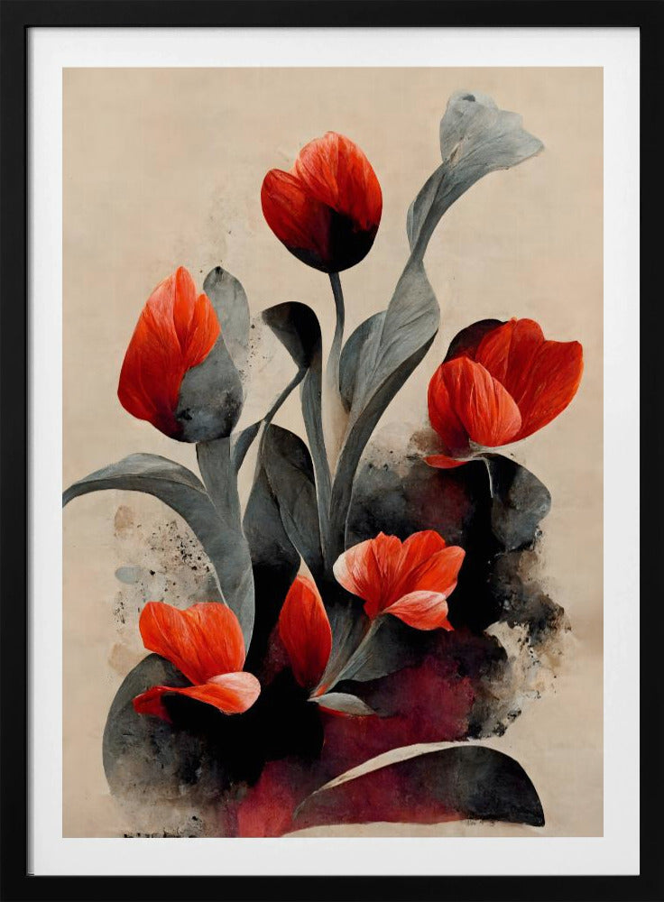 Karmozijnrode bloesems | Poster