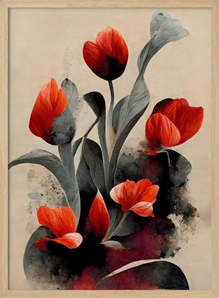 Karmozijnrode bloesems | Poster
