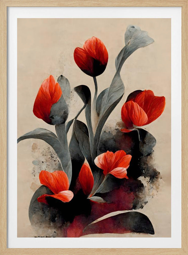Karmozijnrode bloesems | Poster