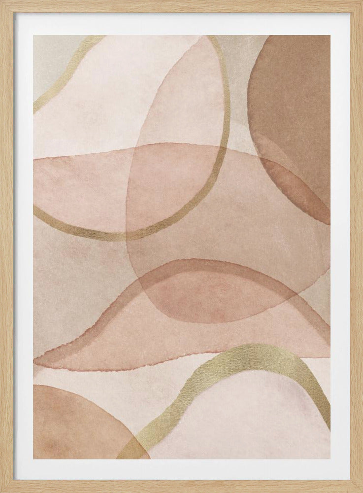 Blush en bruin abstract | Poster