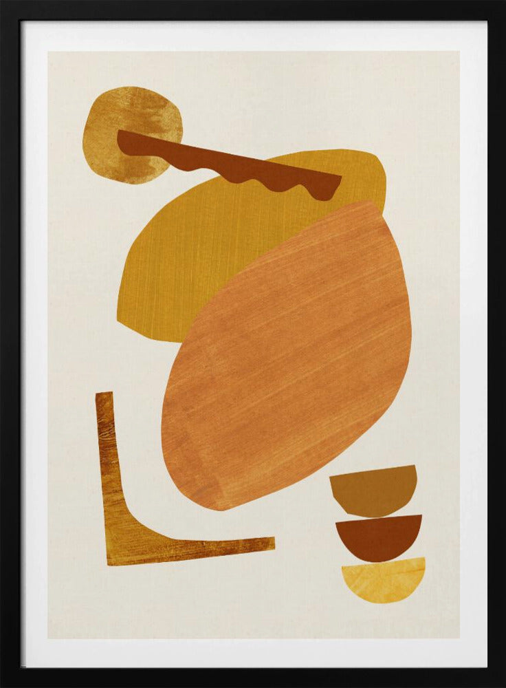 Abstracte collage met warme vormen | Poster