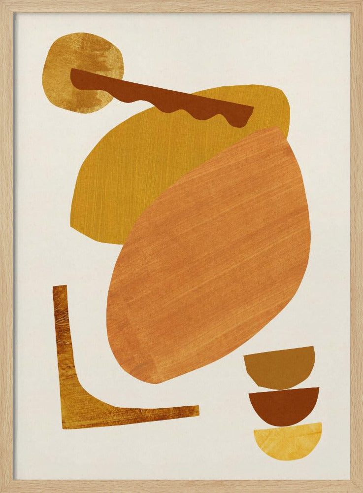 Abstracte collage met warme vormen | Poster