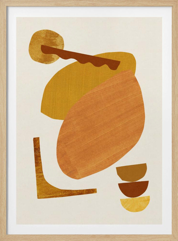 Abstracte collage met warme vormen | Poster