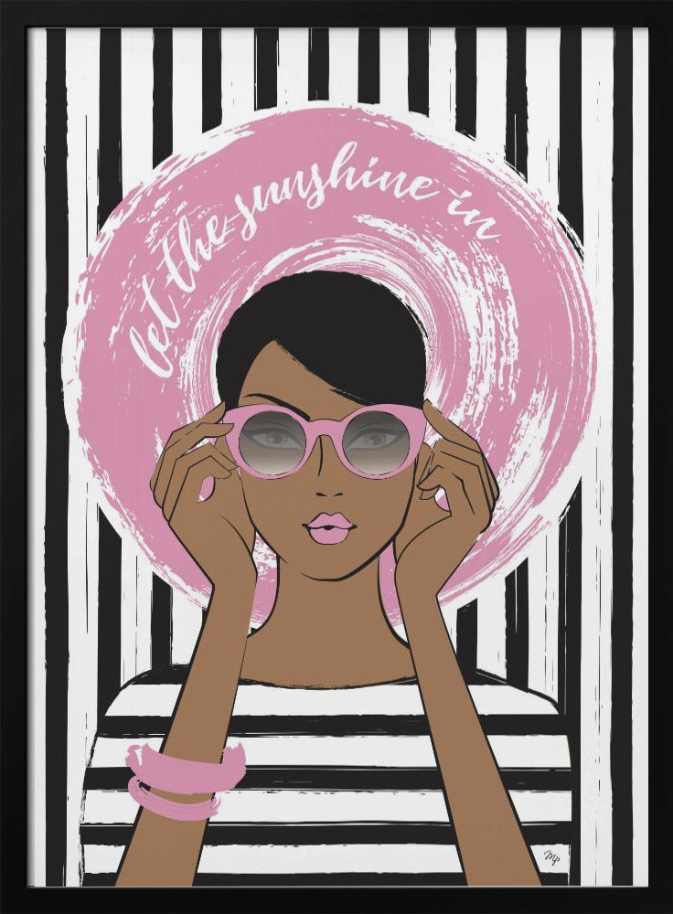 Vrouw met roze zonnebril | Poster