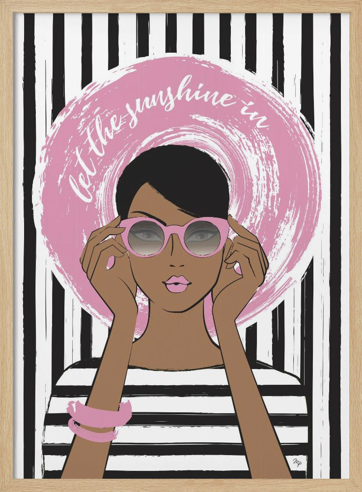 Vrouw met roze zonnebril | Poster