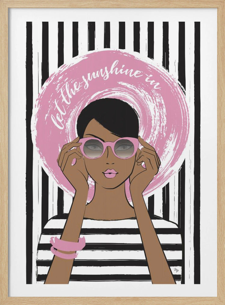 Vrouw met roze zonnebril | Poster
