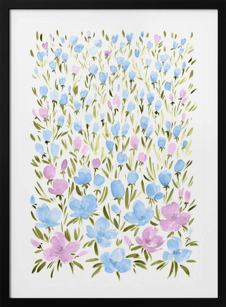 Veld met paarse en blauwe bloemen | Poster
