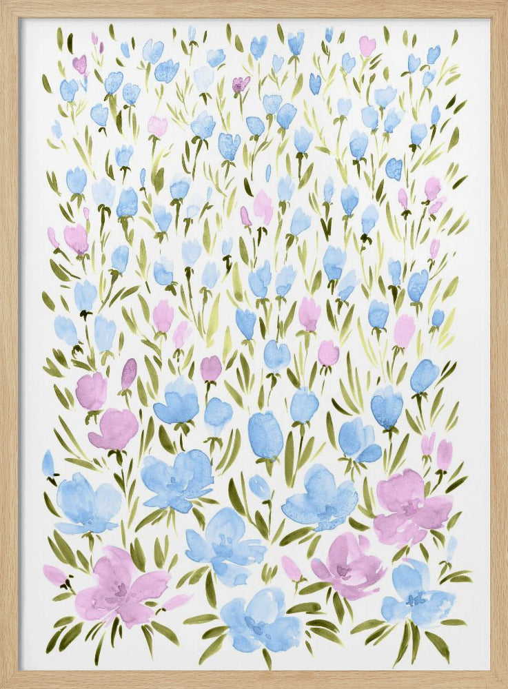 Veld met paarse en blauwe bloemen | Poster