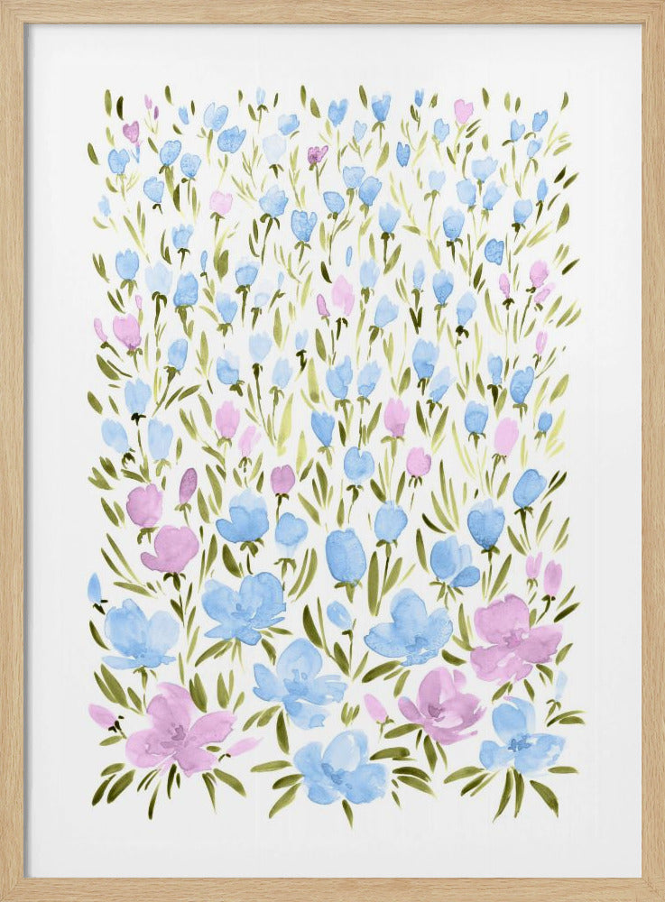 Veld met paarse en blauwe bloemen | Poster
