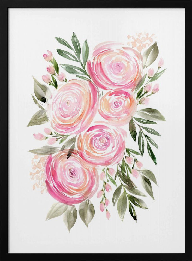 Begonia roze ranonkelboeket | Poster