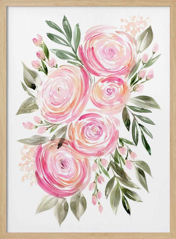 Begonia roze ranonkelboeket | Poster