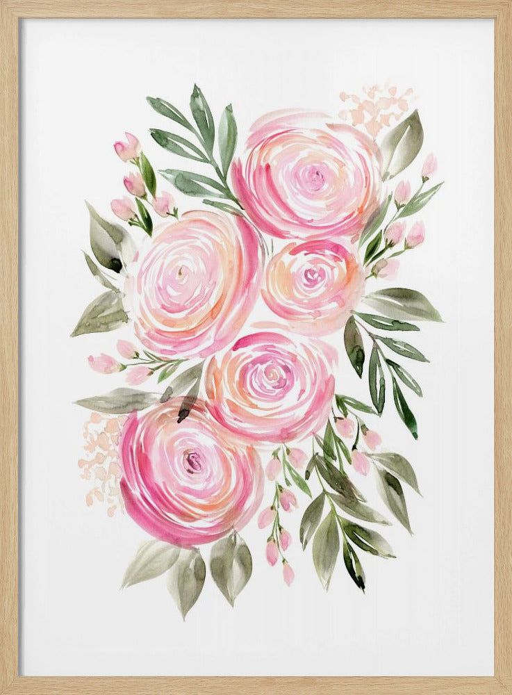 Begonia roze ranonkelboeket | Poster