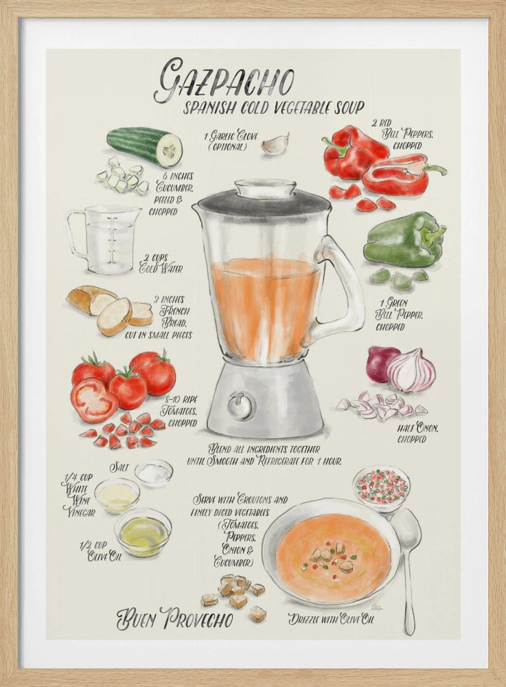 Gazpacho geïllustreerd recept in het Engels | Poster