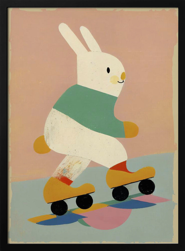 Konijn op schaatsen | Poster