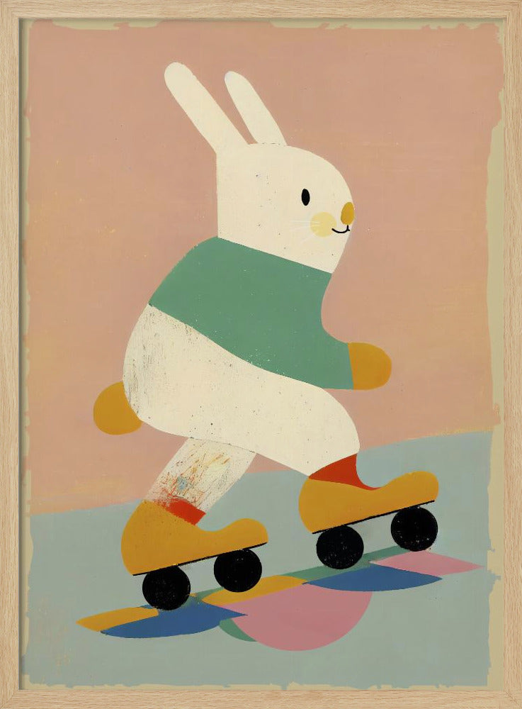 Konijn op schaatsen | Poster