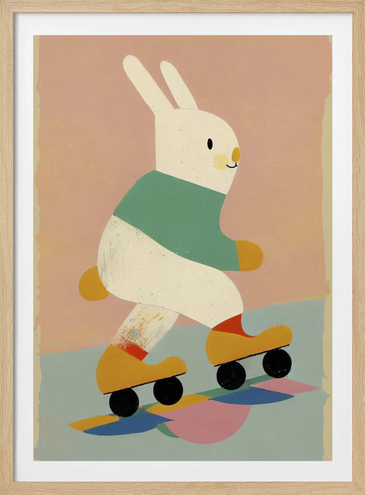Konijn op schaatsen | Poster