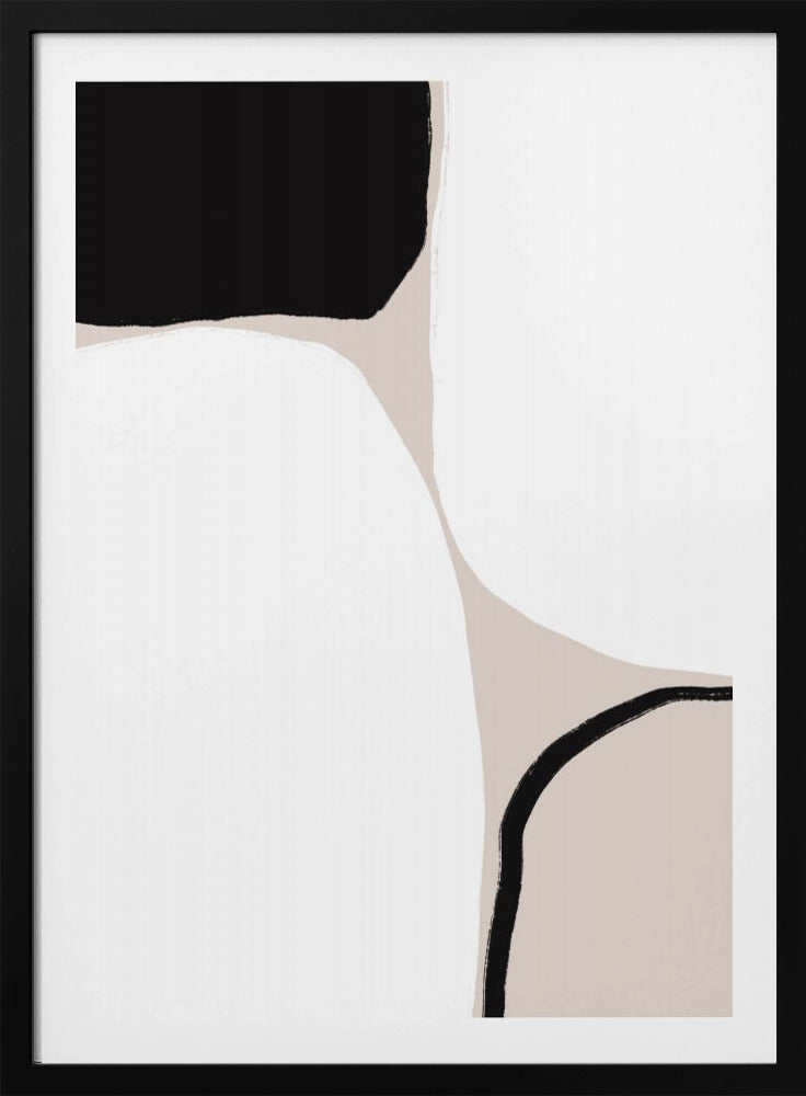 Zwarte en beige geometrische vormen | Poster