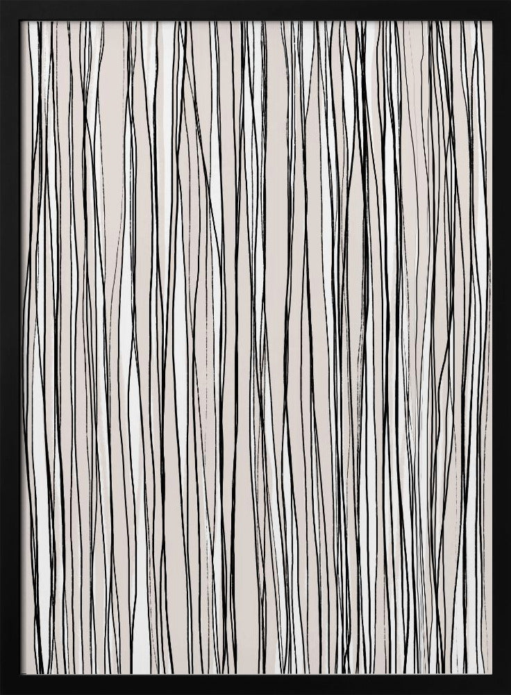 Zwart op beige lijnen | Poster