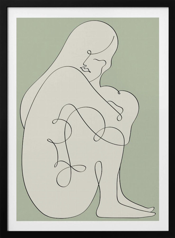 Zittende Vrouw Groen | Poster
