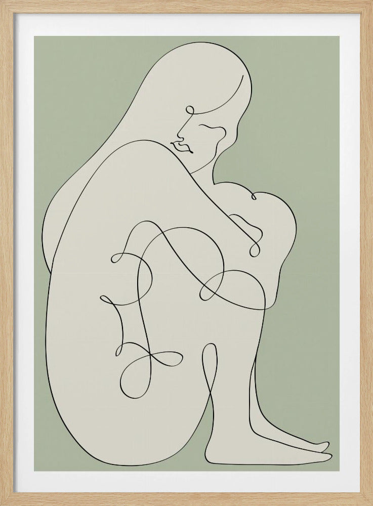 Zittende Vrouw Groen | Poster