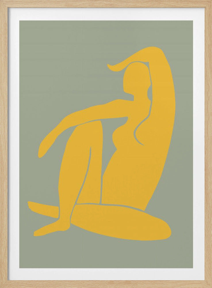 Figuur Groen en Geel Matisse Stijl | Poster