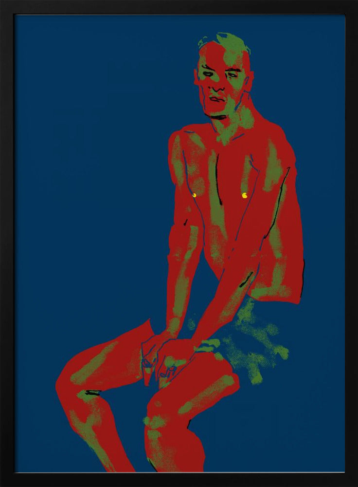 Een man poserend in het blauw | Poster