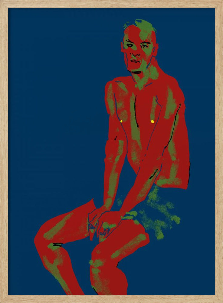 Een man poserend in het blauw | Poster