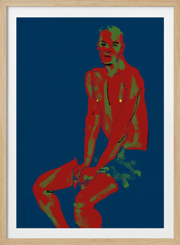 Een man poserend in het blauw | Poster