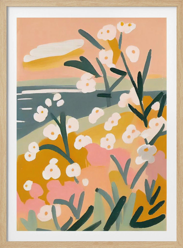 Bloemblaadjes aan de kust | Poster