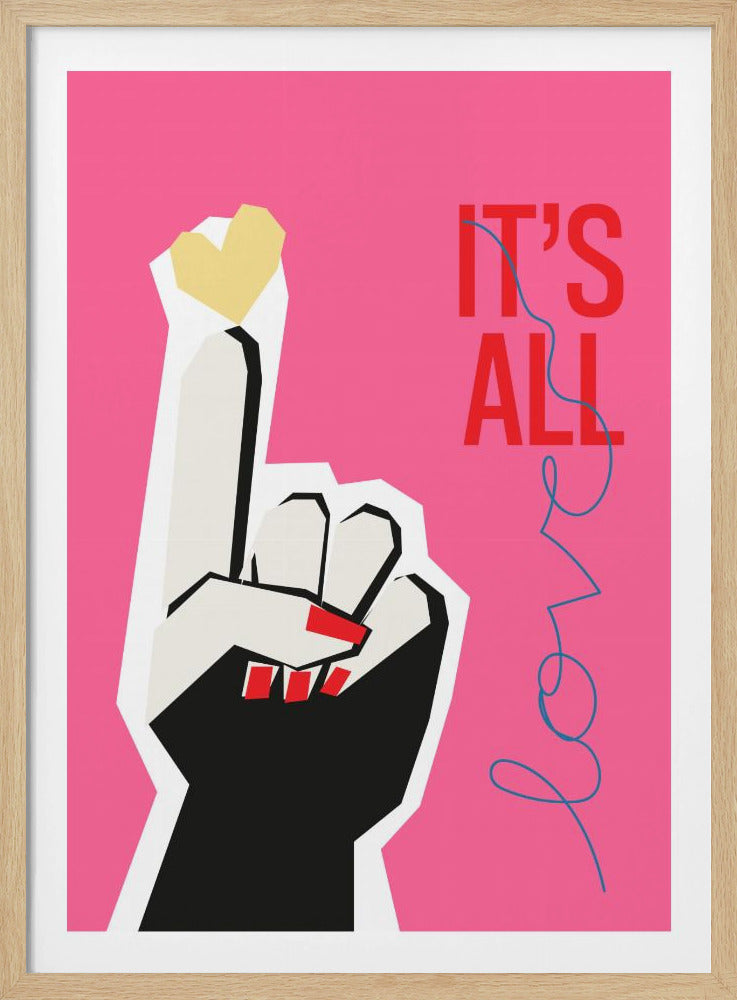 Het is allemaal liefde hand roze | Poster