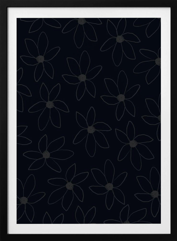 Zwarte luchtige bloemen | Poster