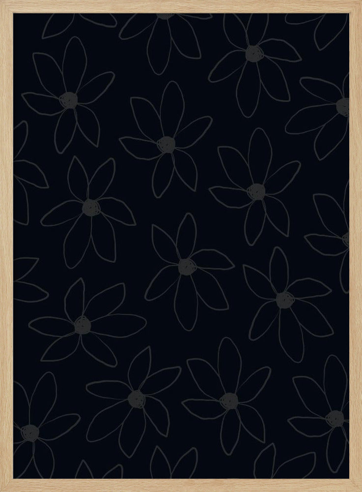 Zwarte luchtige bloemen | Poster