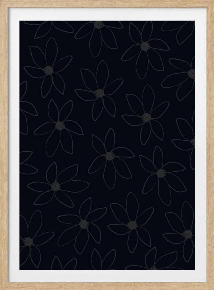 Zwarte luchtige bloemen | Poster