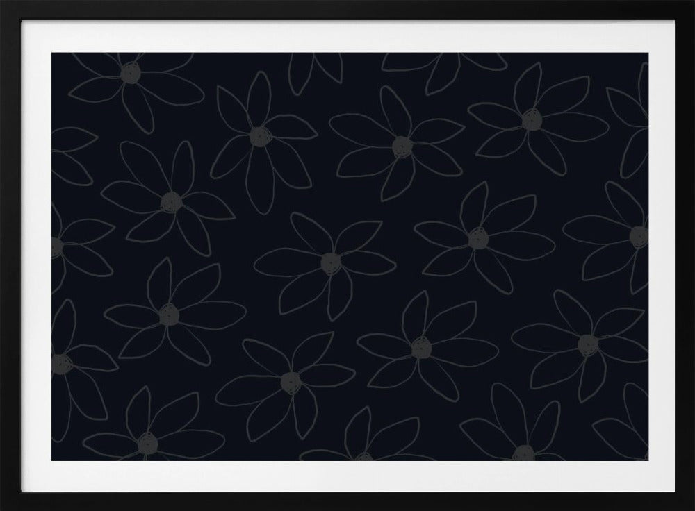 Zwarte luchtige bloemen | Poster