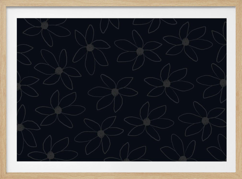 Zwarte luchtige bloemen | Poster