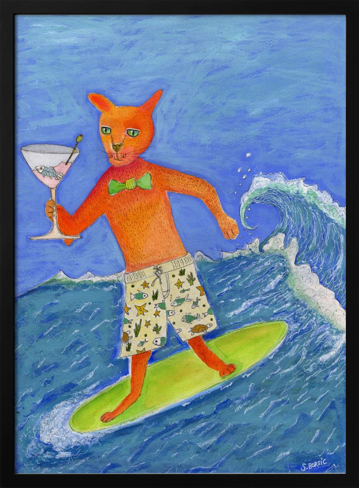 Surfende cocktailkat | Poster