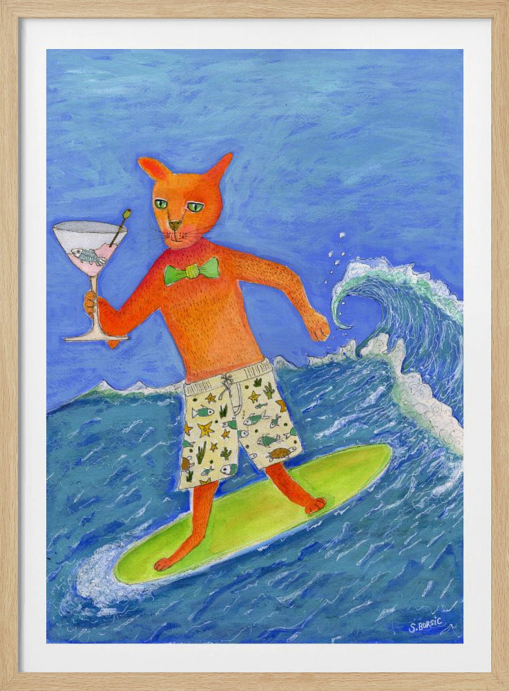 Surfende cocktailkat | Poster