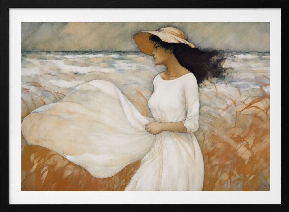 Winderige wandeling langs de kust | Poster